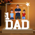 #1 Dad Frame Dad And Kids Standing Front View Personalized Warm Custom Shape LED Night Light